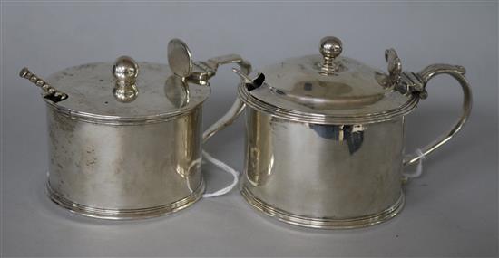 Two George IV silver drum mustards by William Eaton,